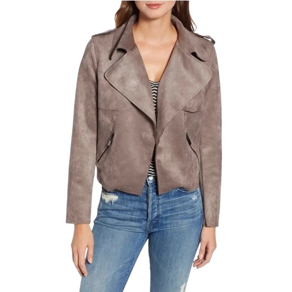 Kut From The Kloth Women’s Jacee Faux Suede Draped Moto Jacket Size S Open Front - Picture 1 of 11